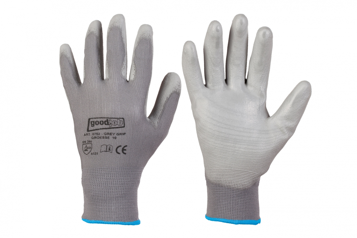 Găng tay bảo hộ dệt kim phủ PU lòng bàn tay Goodjob 0702 màu xám - size 6-11