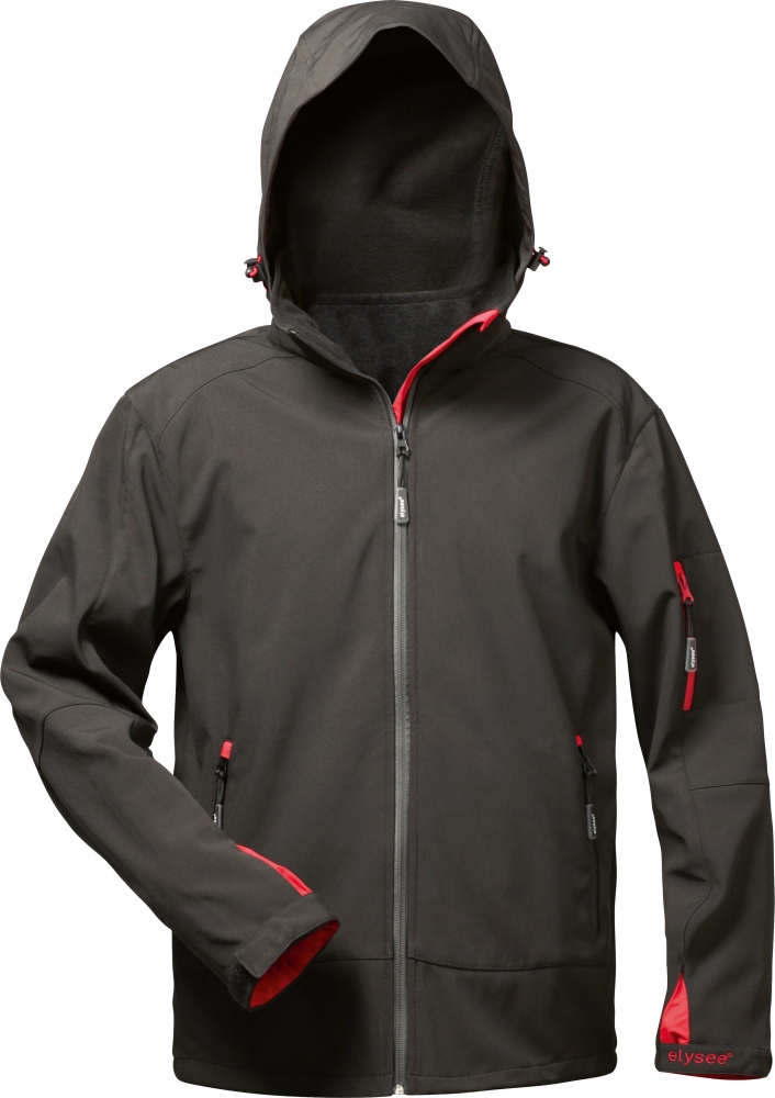 Áo khoác Softshell Elysee 19980 ZETA có mũ màu đen/đỏ