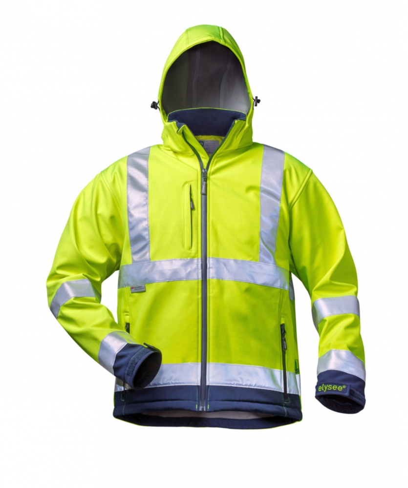 Áo khoác phản quang Softshell có mũ Elysee 22732 LIAM màu vàng túi nâng cao