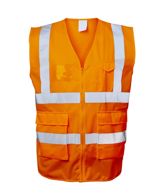 Áo vest phản quang Polyester Safestyle 23511 EWALD có khóa kéo màu cam