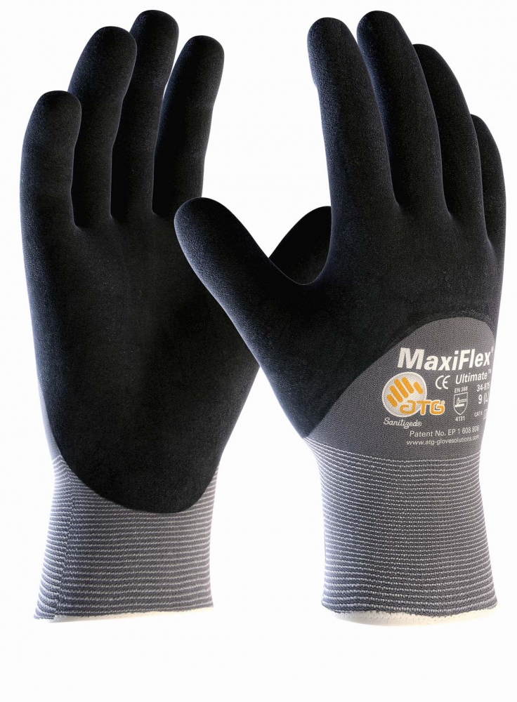 Găng tay bảo hộ ATG Maxiflex Ultimate 34-875 phủ 3/4 mu bàn tay bảo vệ khớp ngón tay