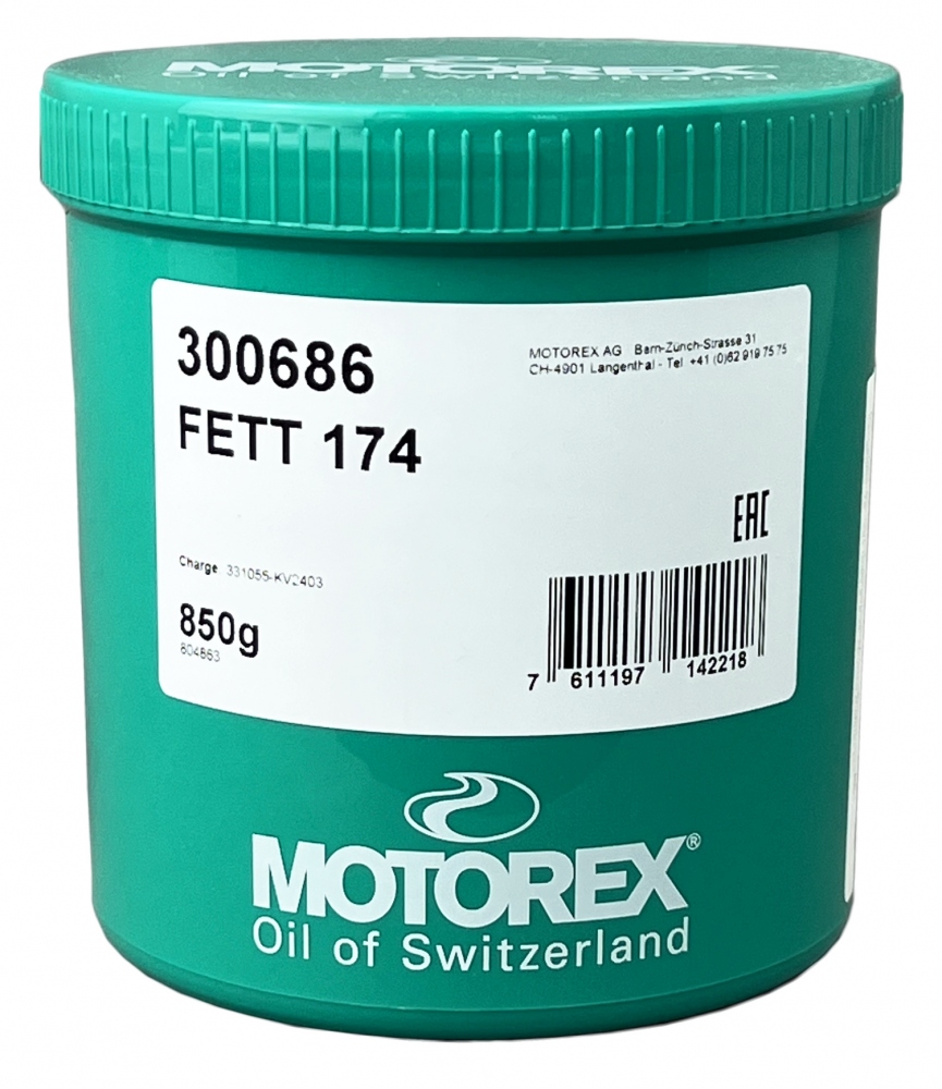 Mỡ bôi trơn độ nhớt thấp Motorex FETT 174 chỉ số 00 cho bánh răng hộp thiếc 850g