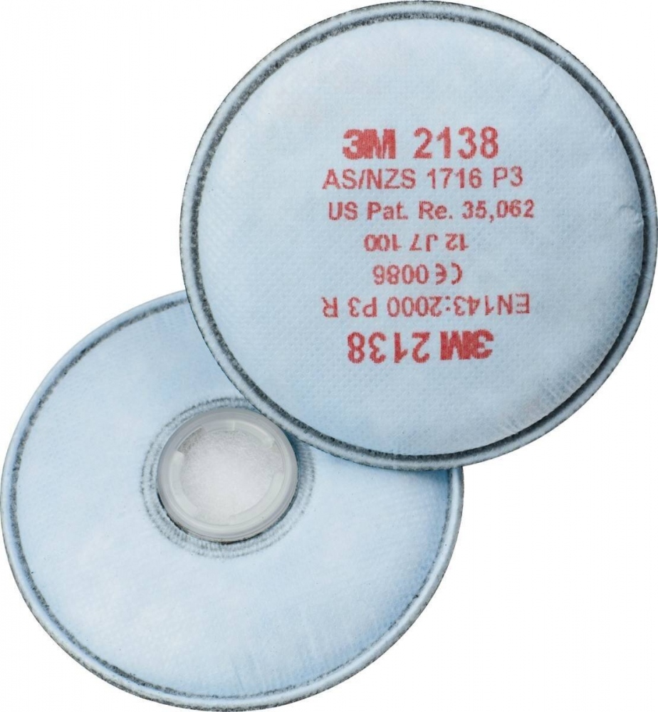 Phin lọc bụi 3M 2138 tiêu chuẩn P3 R kết hợp lớp than hoạt tính chống hơi hữu cơ