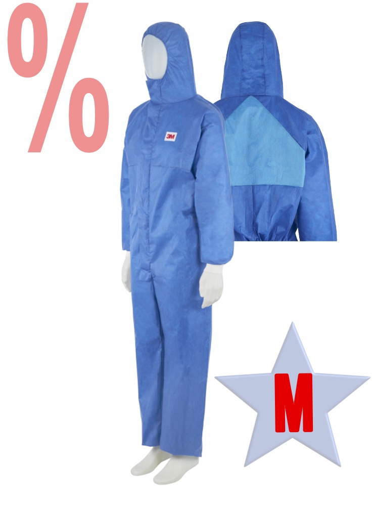 Quần áo bảo hộ chống hóa chất có mũ 3M 4532+ màu xanh, cấp độ bảo vệ Cat 3 Type 5/6, size M