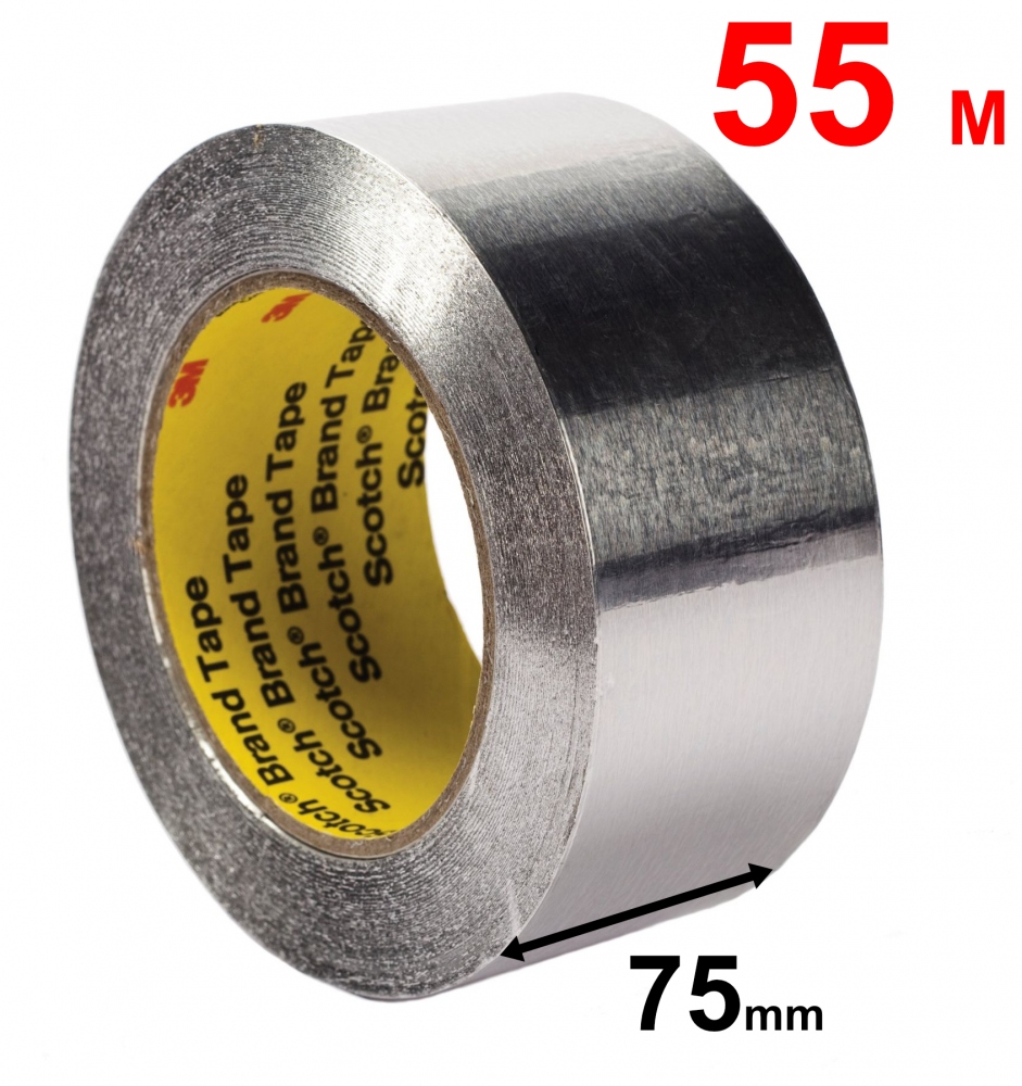 Băng keo nhôm phản quang chịu nhiệt 3M 425 màu bạc – 75 mm x 55 m