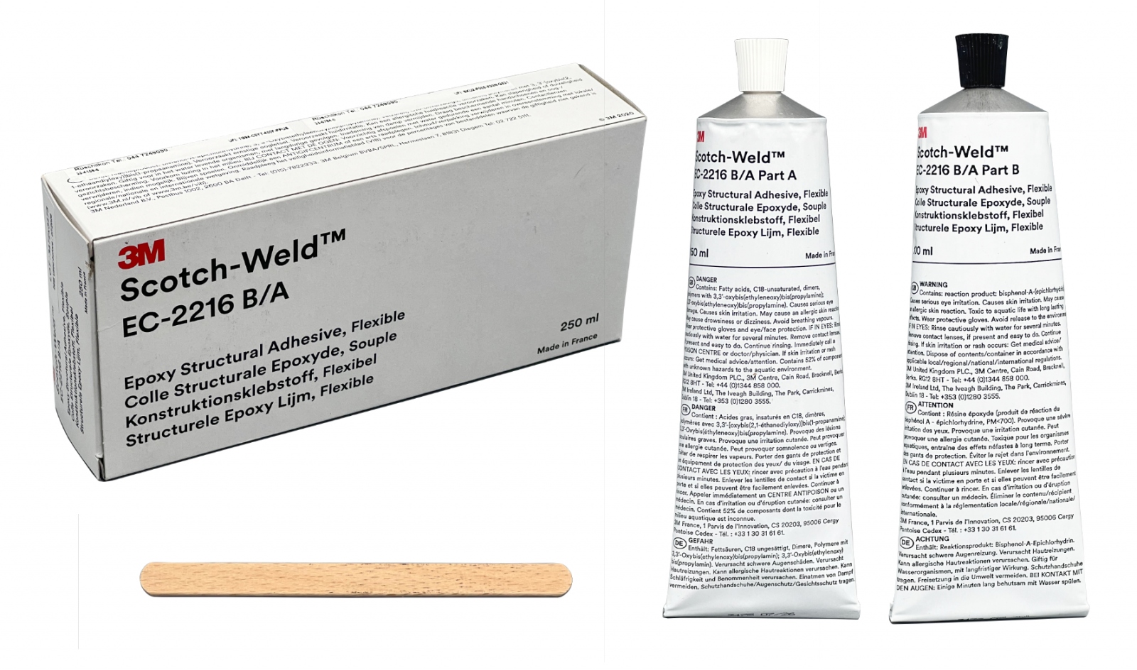 Keo epoxy hai thành phần 3M Scotch-Weld EC-2216 B/A màu xám linh hoạt 250ml