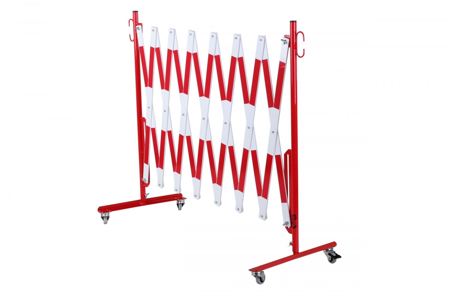 Rào chắn kéo giãn có bánh xe CRASH STOP 70-20R, màu đỏ-trắng, 4000 mm