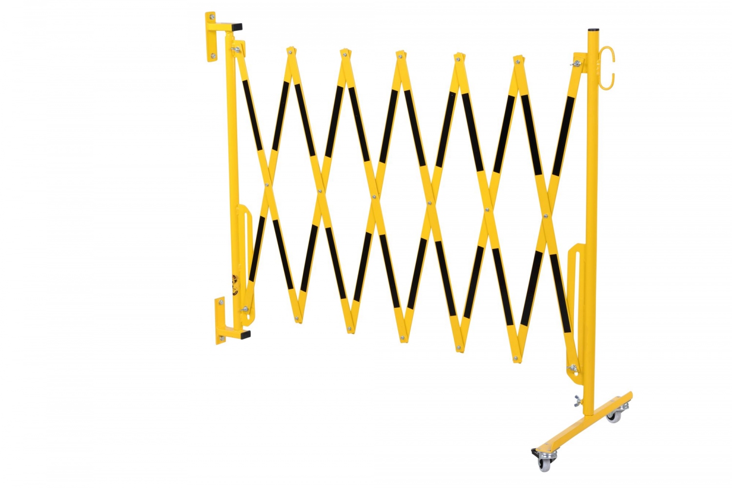 Rào chắn kéo giãn CRASH STOP 70-30W, gắn tường - có bánh xe, màu vàng-đen, 3.6 m