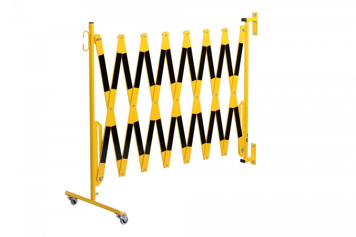 Rào chắn kéo giãn CRASH STOP 70-40W gắn tường có bánh xe, màu vàng-đen, 4.0 m