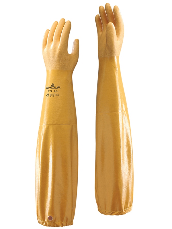 Găng tay chống hóa chất cánh tay dài Nitrile Showa 772 dài 65cm