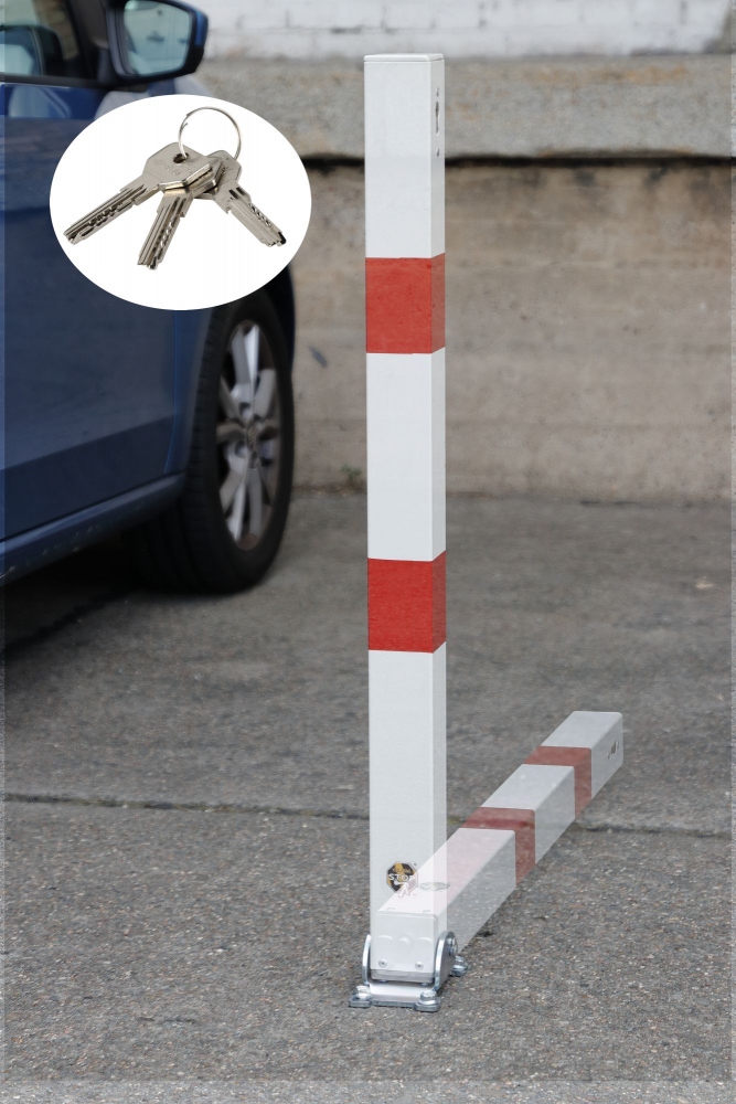 Trụ ngăn đỗ xe gấp gọn CRASH STOP 90-30, đế bắt vít, thân vuông