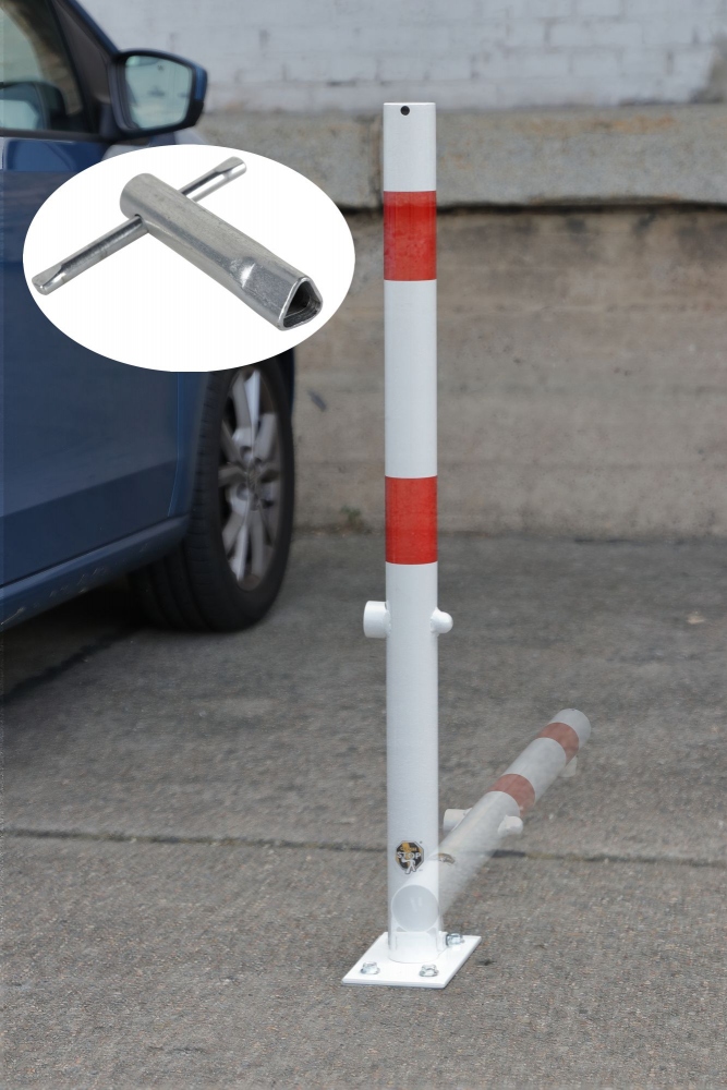 Trụ đậu xe gấp gọn CRASH STOP 90-50, đế bắt vít, dạng tròn