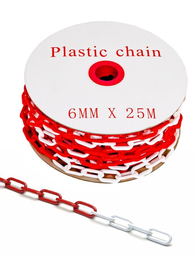 Cuộn dây xích nhựa rào chắn 25m đỏ/trắng dùng cho cọc tiêu và chóp nón giao thông