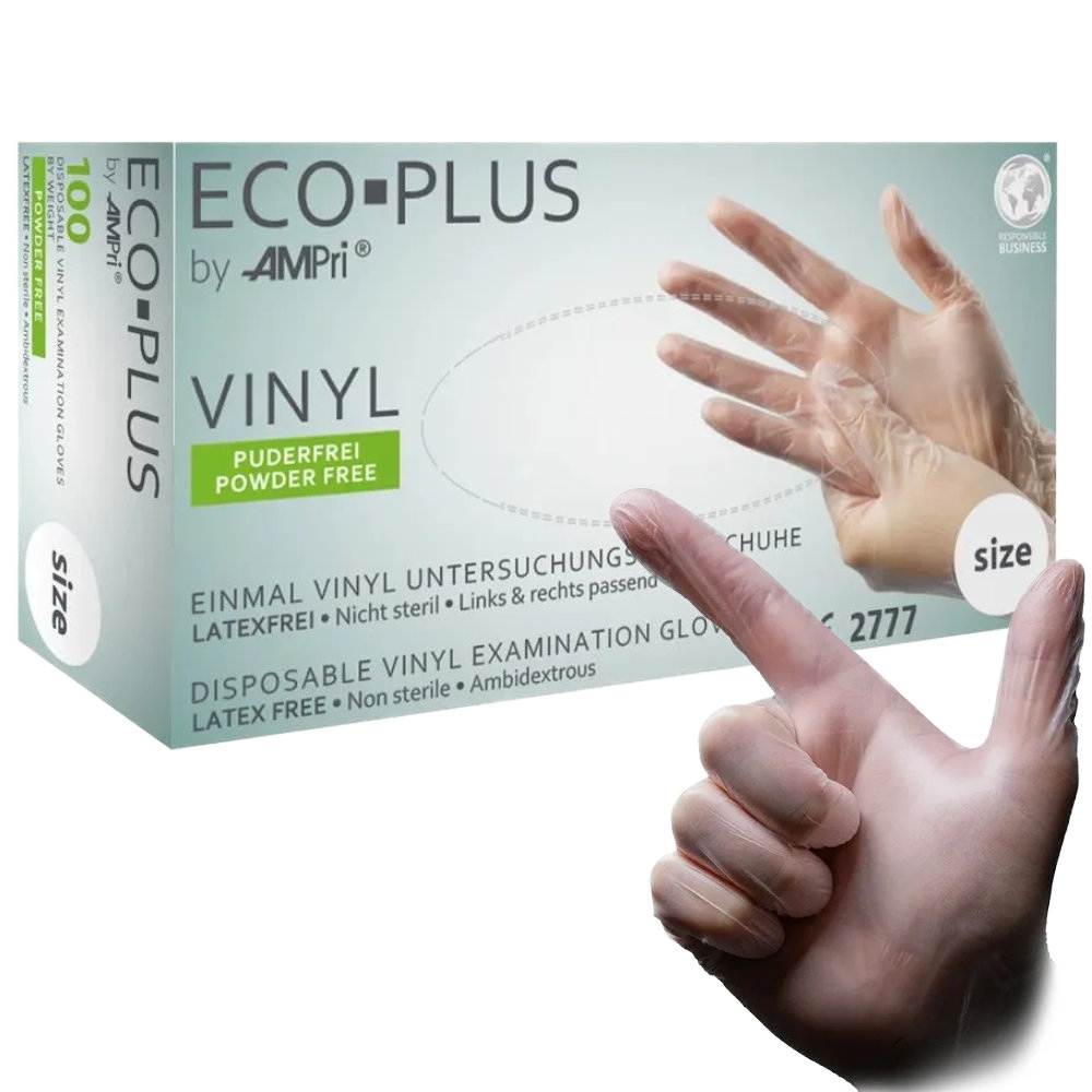 Hộp 100 chiếc Găng tay Vinyl dùng một lần Eco-Plus không bột S-XL
