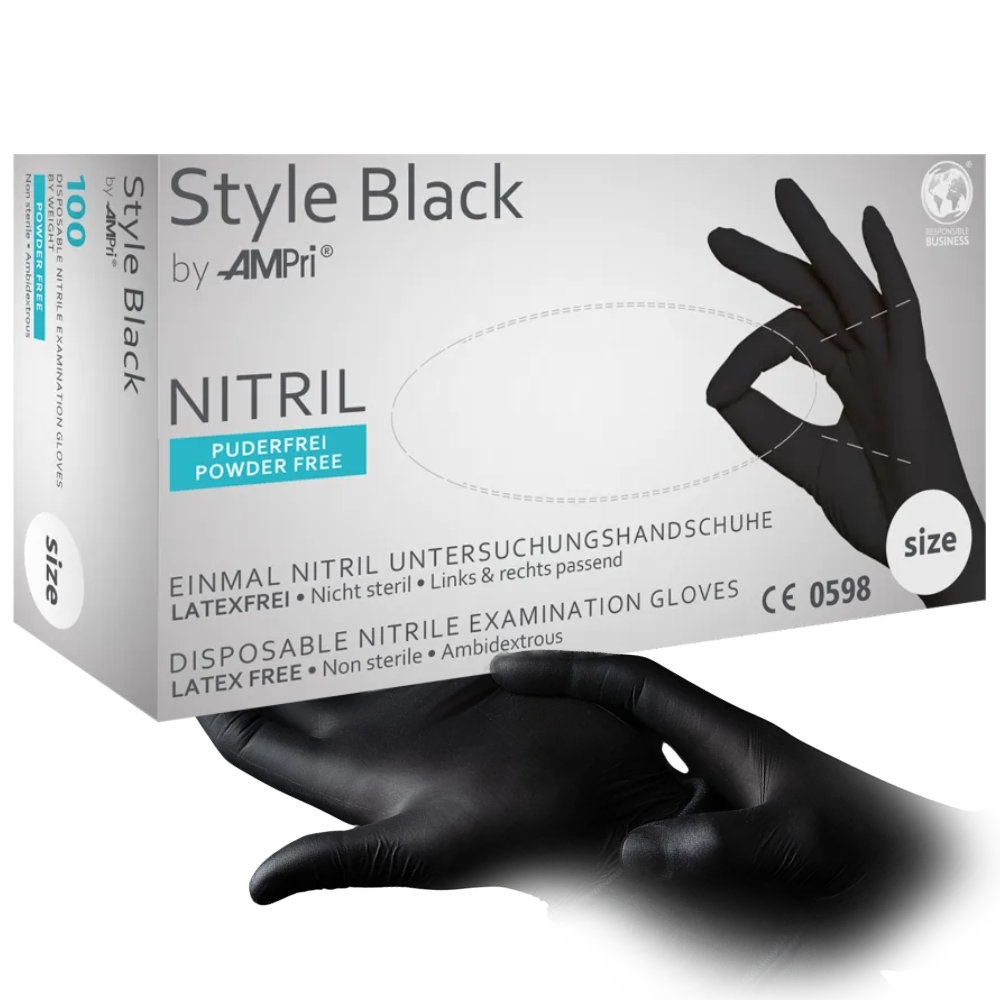 Găng tay bảo hộ nitrile màu đen MED COMFORT Style không bột hộp 100 chiếc