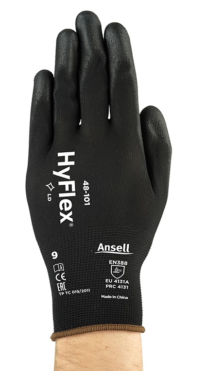 Găng tay đa năng Ansell HyFlex 48-101 phủ PU màu đen