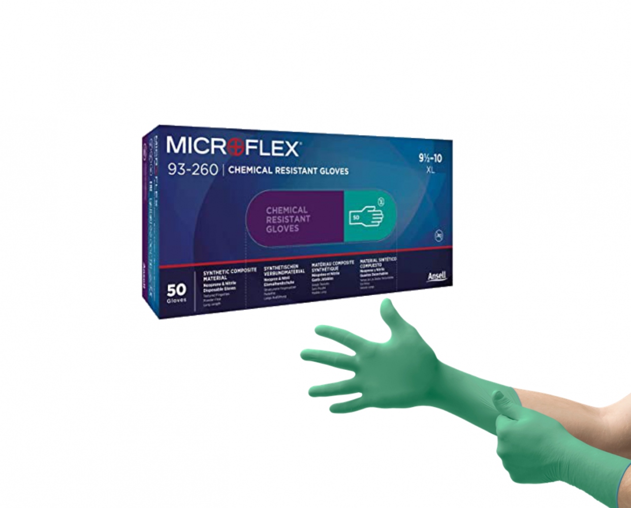 Găng tay dùng một lần chống hóa chất Ansell Microflex 93-260 Hộp 50 chiếc