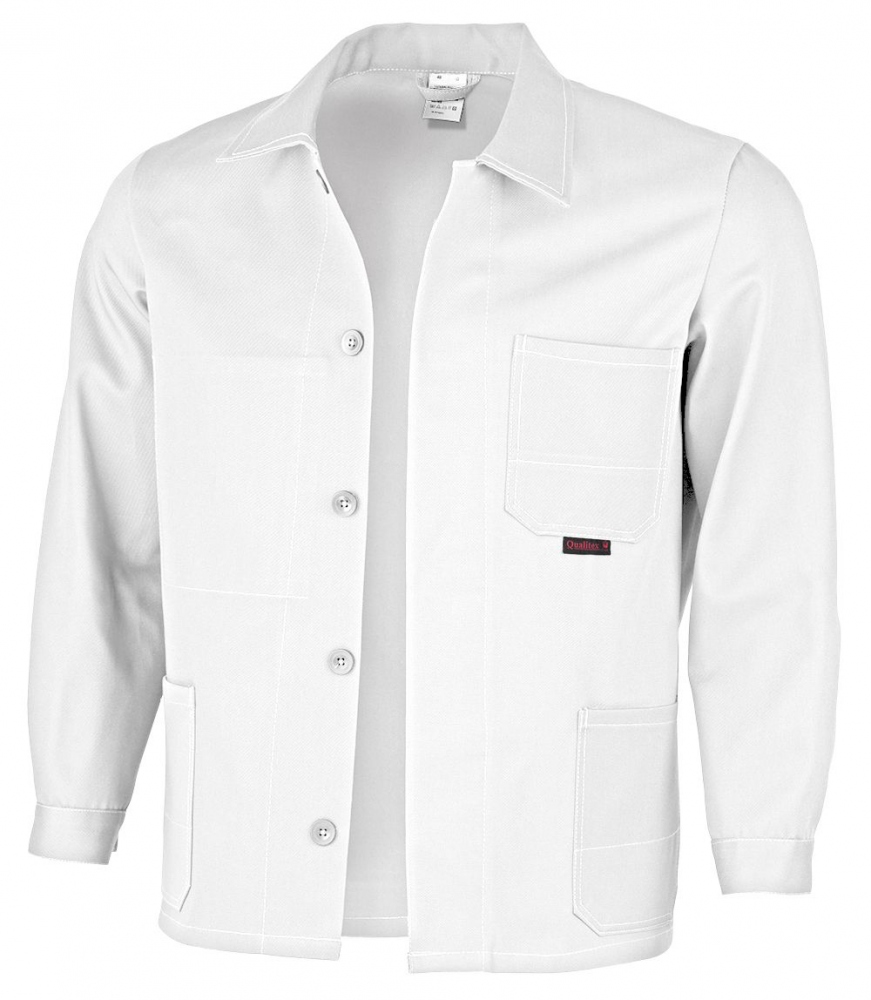 Qualitex 61940A4 BW320 Áo khoác bảo hộ lao động được ưa chuộng 100% cotton màu trắng