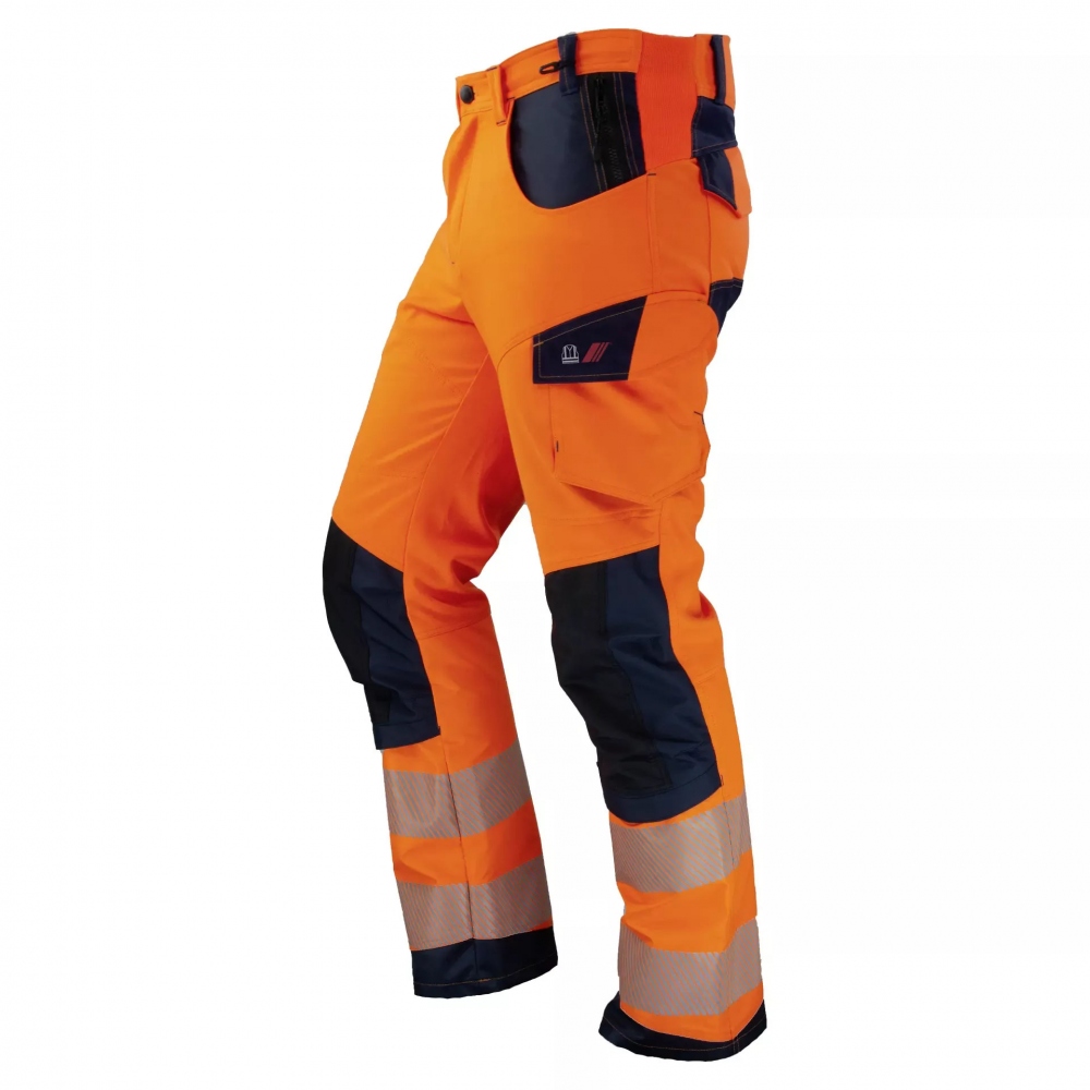 Quần bảo hộ phản quang tiêu chuẩn EN 20471 cấp độ 2, màu cam/xanh đen, mã sản phẩm Asatex 4182BH