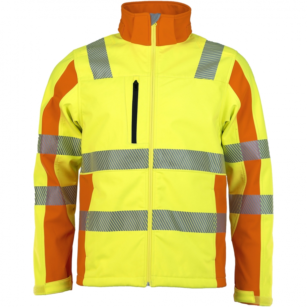 Áo khoác Softshell phản quang cao cấp PREVENT® Trendline có mũ màu vàng/cam