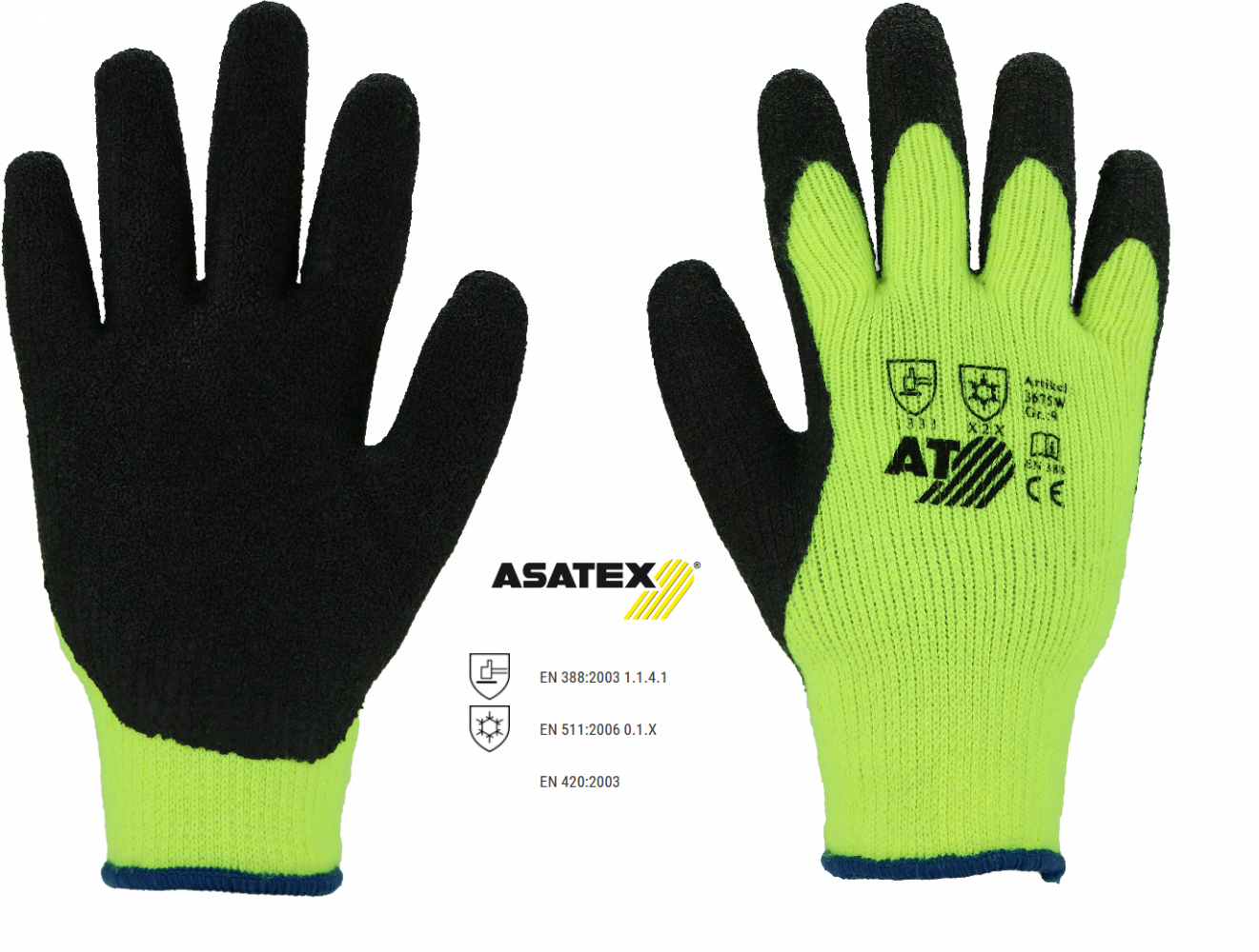Găng tay bảo hộ mùa đông phủ Latex Asatex 3675W size 8-11