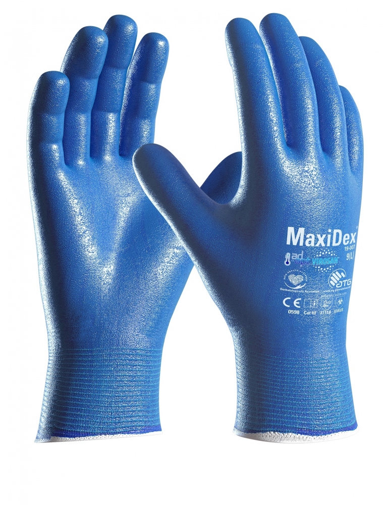Găng tay bảo hộ lai kháng khuẩn ATG 19-007 MaxiDex tiêu chuẩn EN388 + EN374