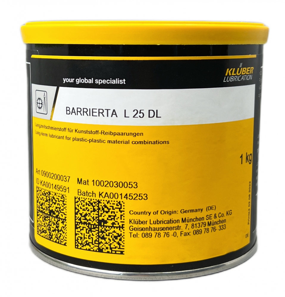 Mỡ bôi trơn đặc biệt Klüber BARRIERTA L 25 DL hộp 1kg