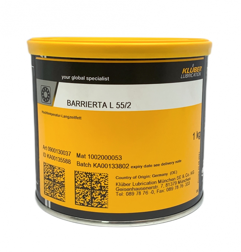 Mỡ bôi trơn dài hạn chịu nhiệt độ cao Klüber BARRIERTA L 55/2 hộp 1kg
