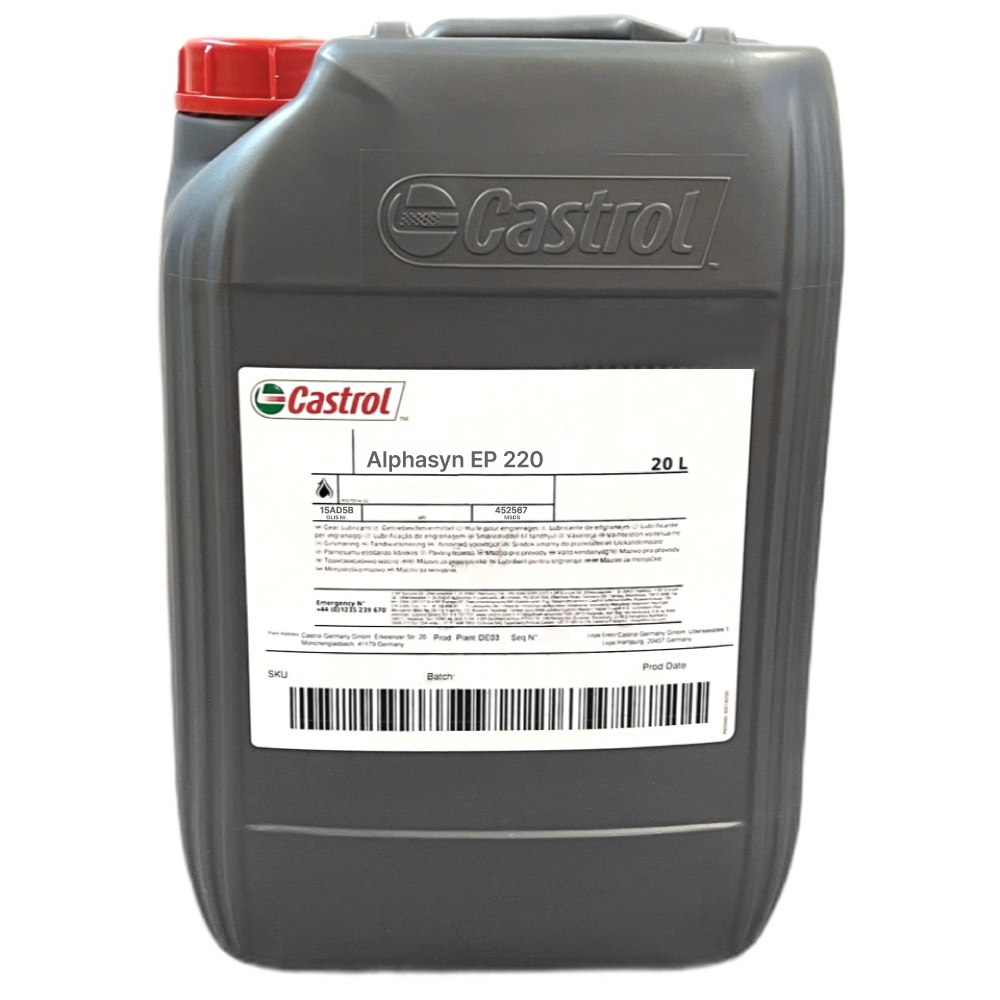Dầu bánh răng tổng hợp Castrol Alphasyn EP 220 tiêu chuẩn CLP can 20L