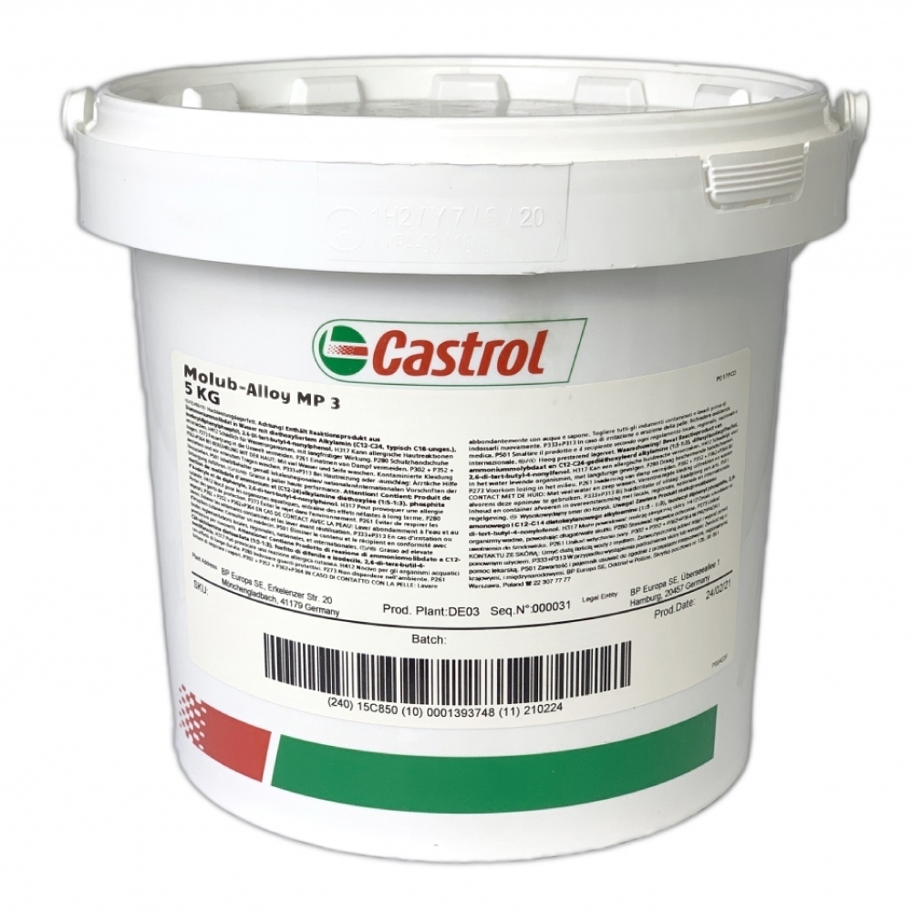 Mỡ lắp ráp Castrol Molub-Alloy MP3 NLGI 3 màu xám đen thùng 5kg
