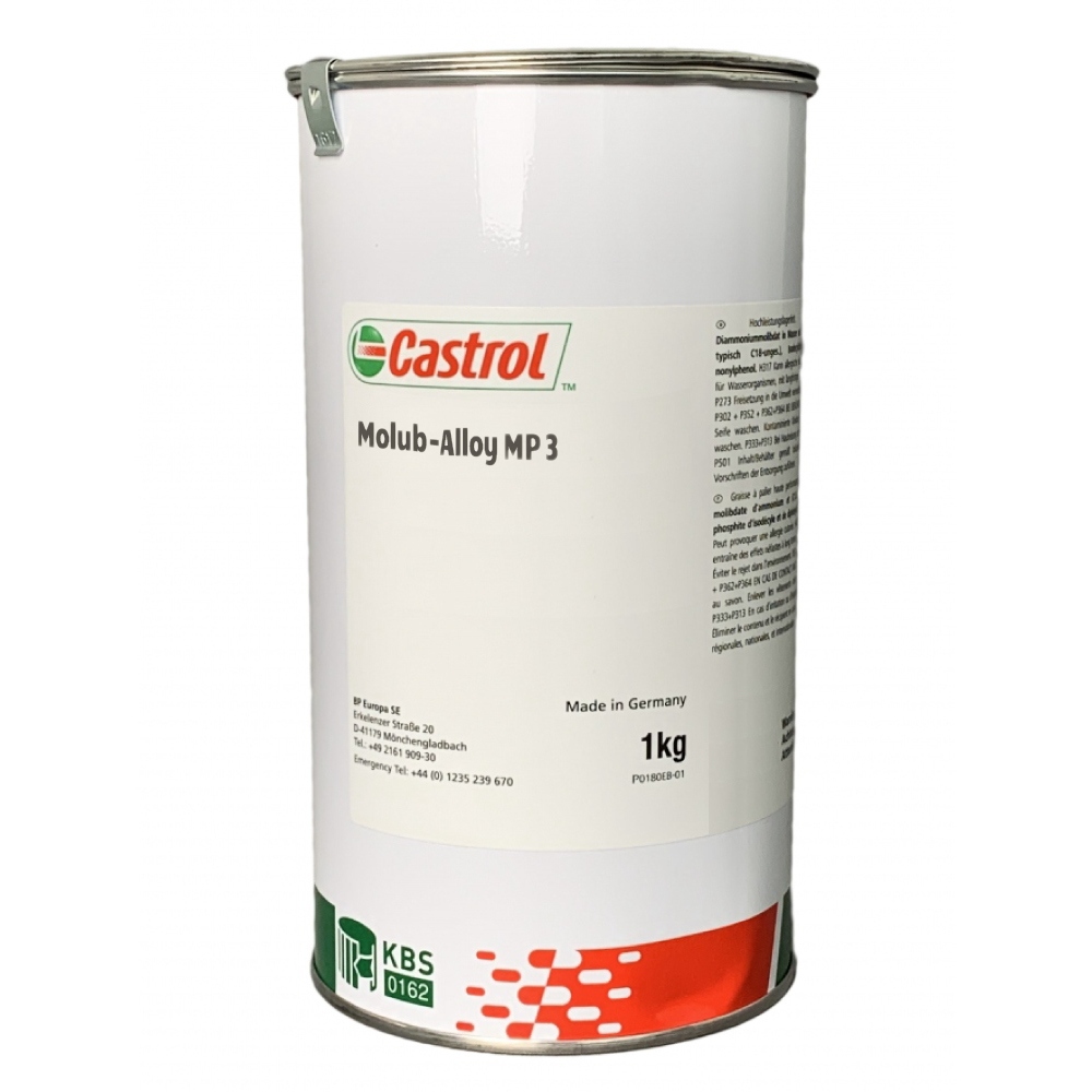 Mỡ lắp ráp Castrol Molub-Alloy Paste MP 3, cấp NLGI 3, màu xám than, lon 1kg