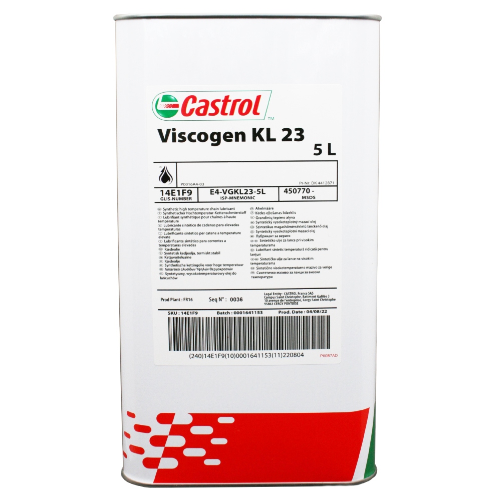 Dầu bôi trơn xích chịu nhiệt độ cao Castrol Viscogen KL 23 can 5 lít