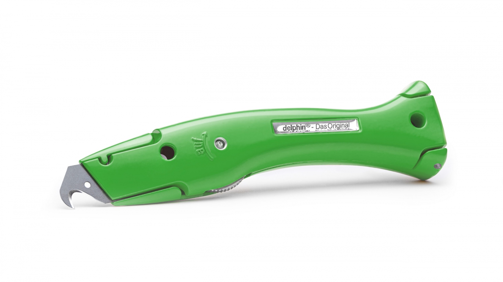 Dao rọc thảm đa năng Delphin 100250-K1-G màu xanh lá kèm bao đựng màu đen