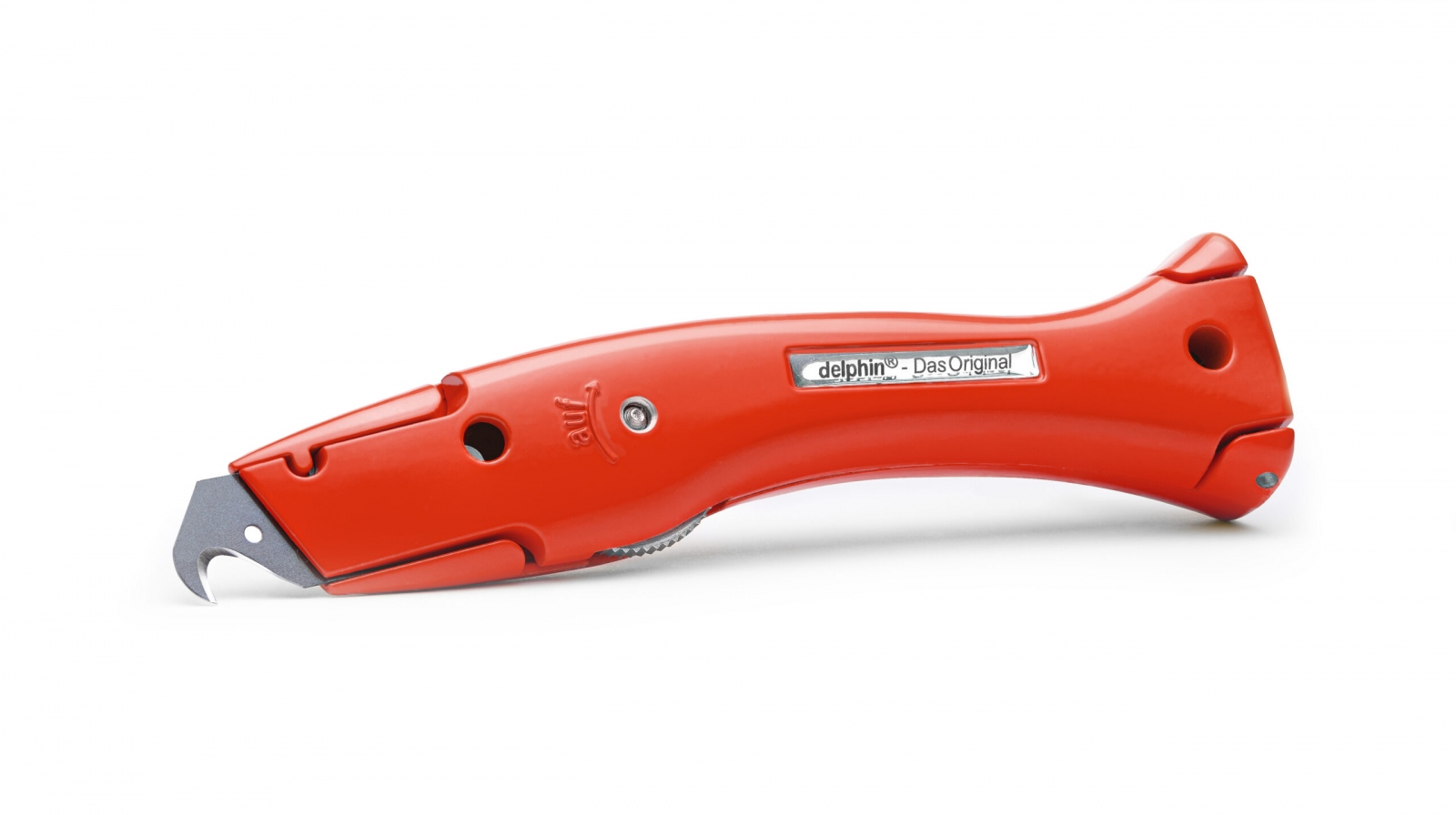 Dao cắt thảm đa năng Delphin 100250-K1-R màu đỏ kèm bao đựng màu đen