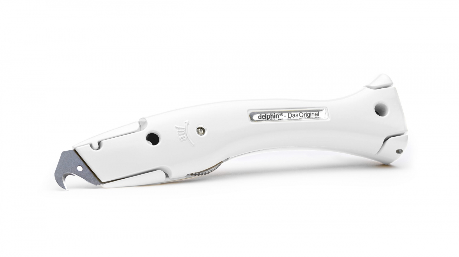 Dao cắt thảm đa năng Delphin 100250-K1-W màu trắng kèm bao đựng màu đen