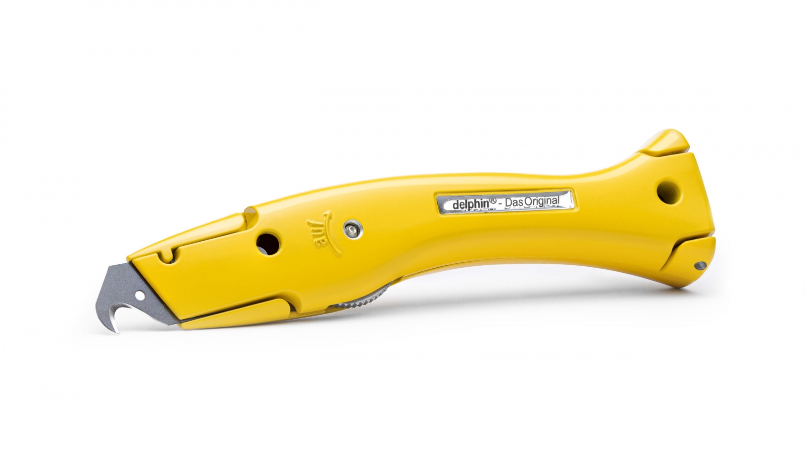 Dao rọc thảm đa năng Delphin 100250-K1-Y màu vàng kèm bao đựng màu đen