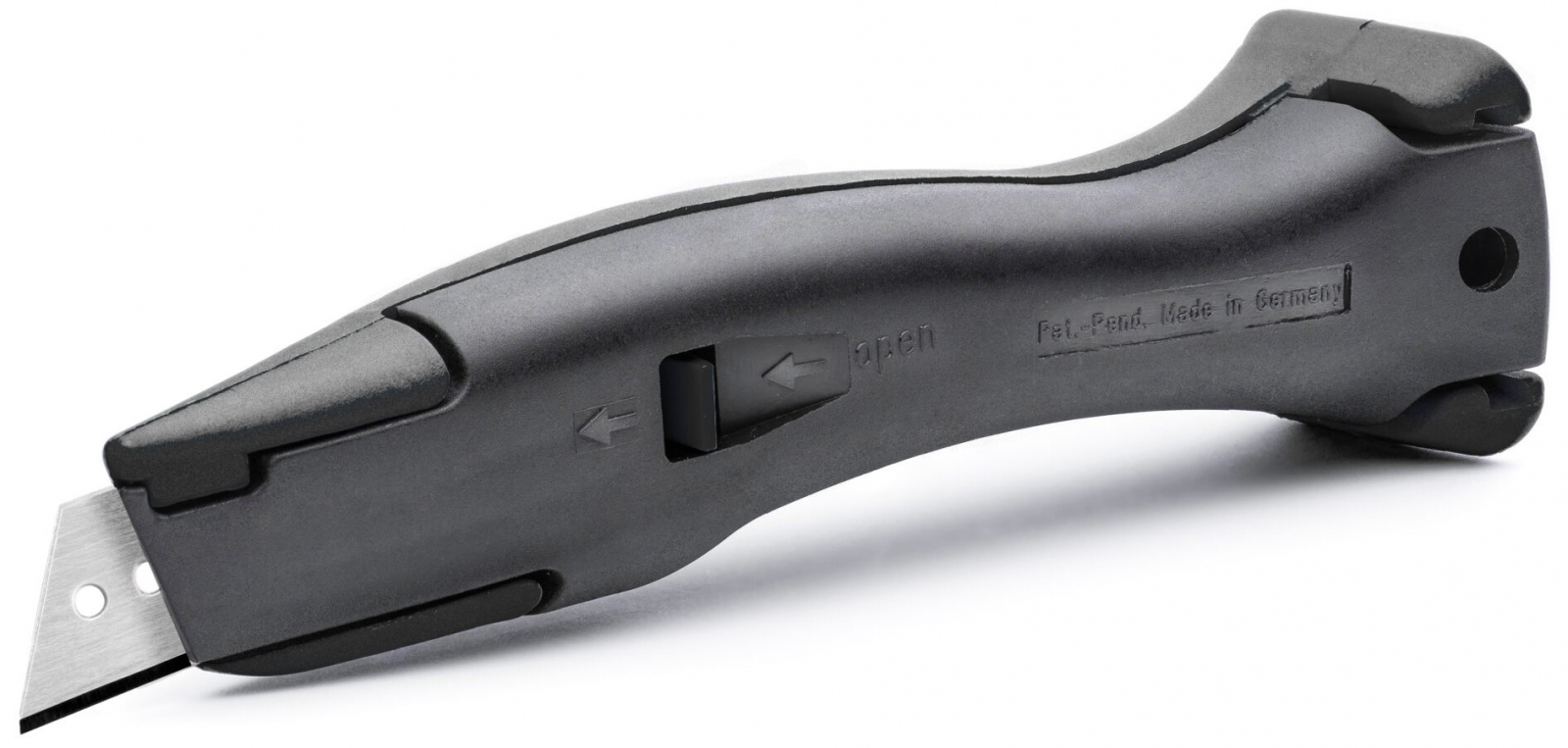 Dao cắt thảm Delphin 100535 bằng nhựa màu đen có gờ căn lề màu