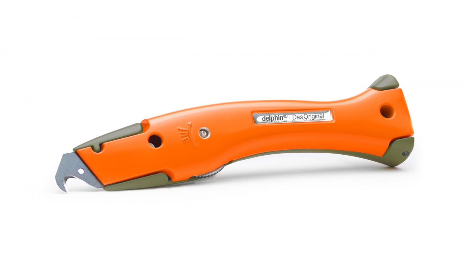 Dao rọc thảm đa năng Delphin K-2-OGSR phiên bản Club-Edition, màu Xanh ô liu - Cam