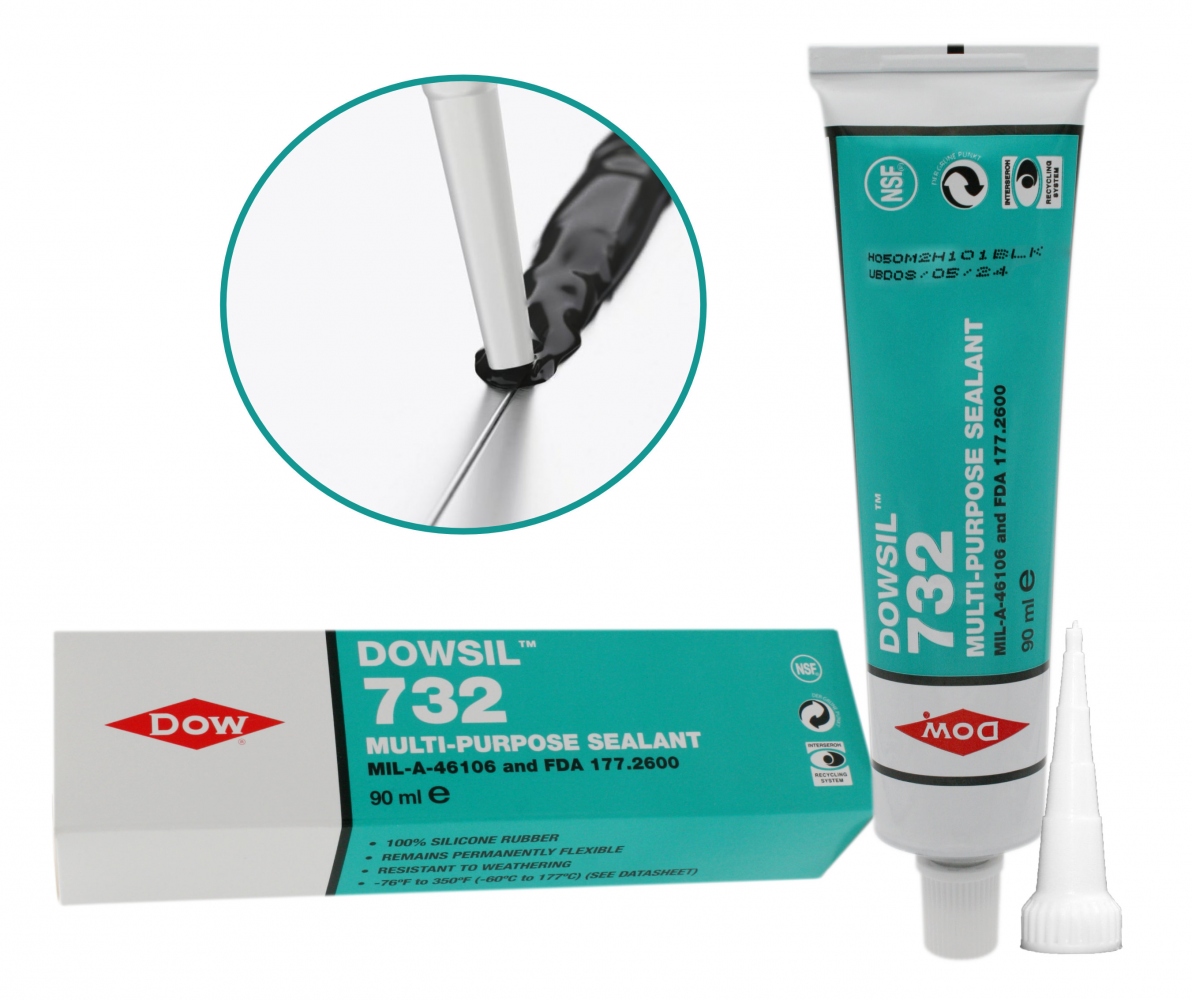 Keo silicone đa năng Dowsil 732 màu đen dạng tuýp 90ml
