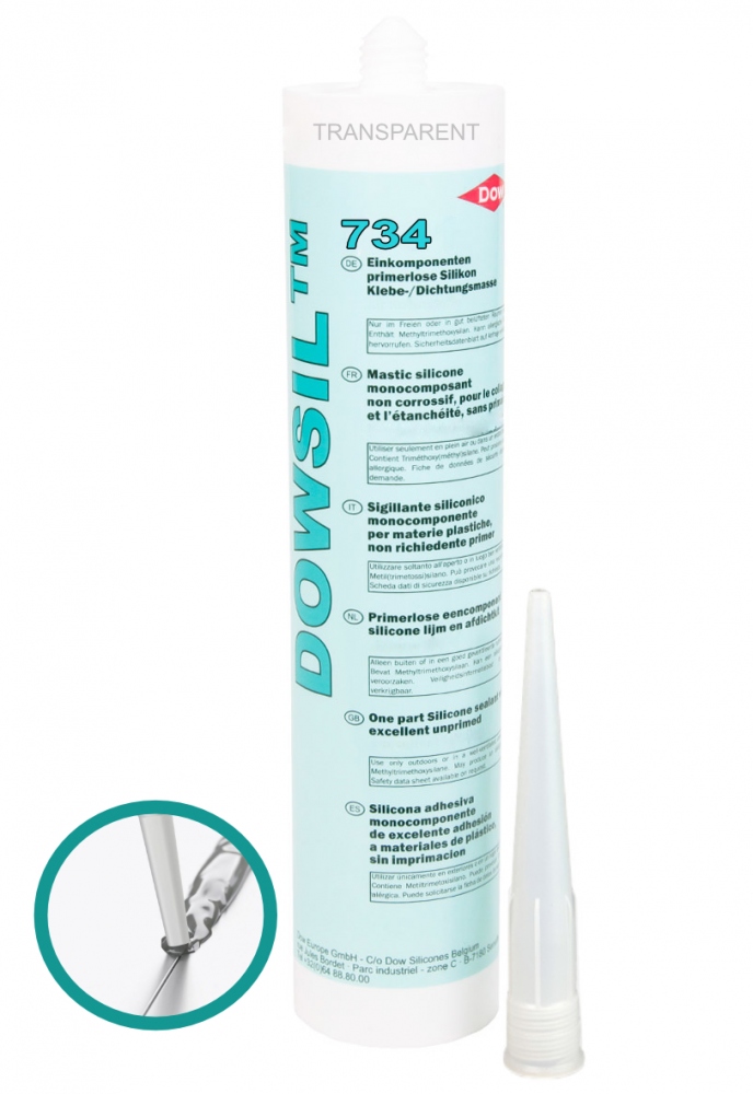 Keo dán silicon RTV tự chảy Dowsil 734 màu trong suốt 310ml