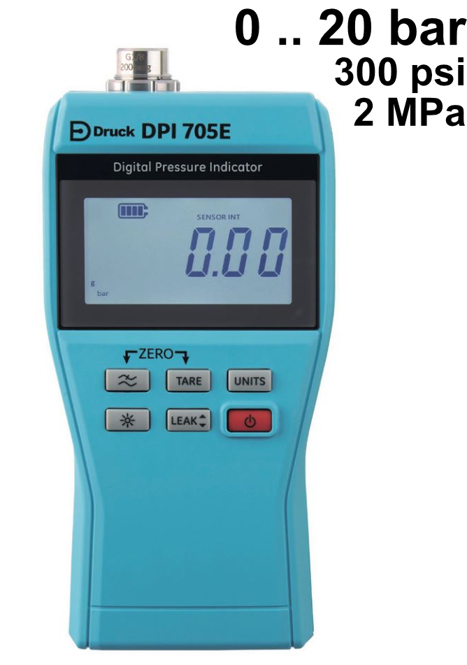 Máy đo áp suất kỹ thuật số DRUCK DPI 705E với cảm biến nội 20bar