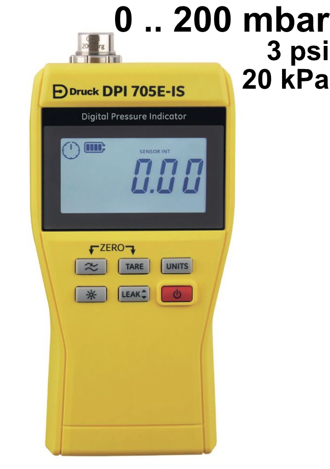 Máy đo áp suất kỹ thuật số DRUCK DPI 705EIS tích hợp cảm biến trong 0-200mbar