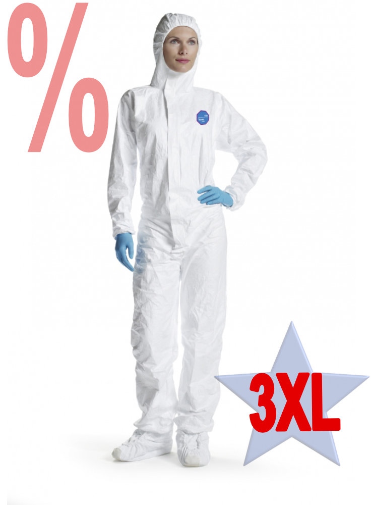 Quần áo bảo hộ Tyvek 500 Labo màu trắng, Cấp độ 3 (Category 3), Kiểu 5B+6B, cỡ 3XL