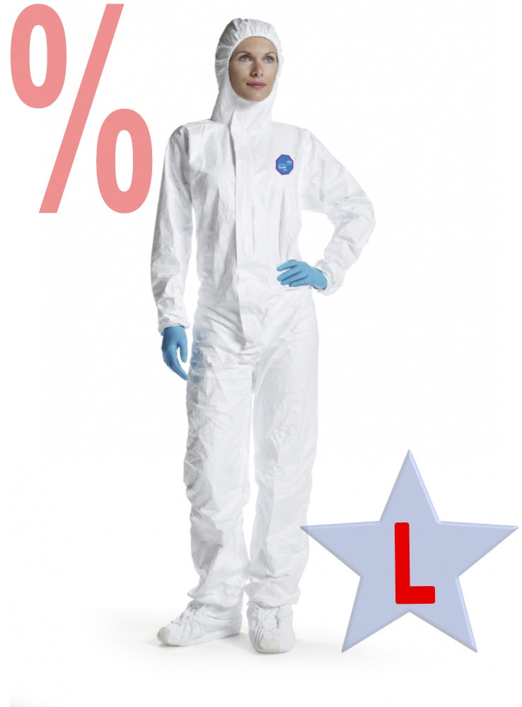 Quần áo bảo hộ Tyvek 500 Labo, màu trắng, Cấp độ 3 (Cat. 3), Kiểu 5B+6B, size L