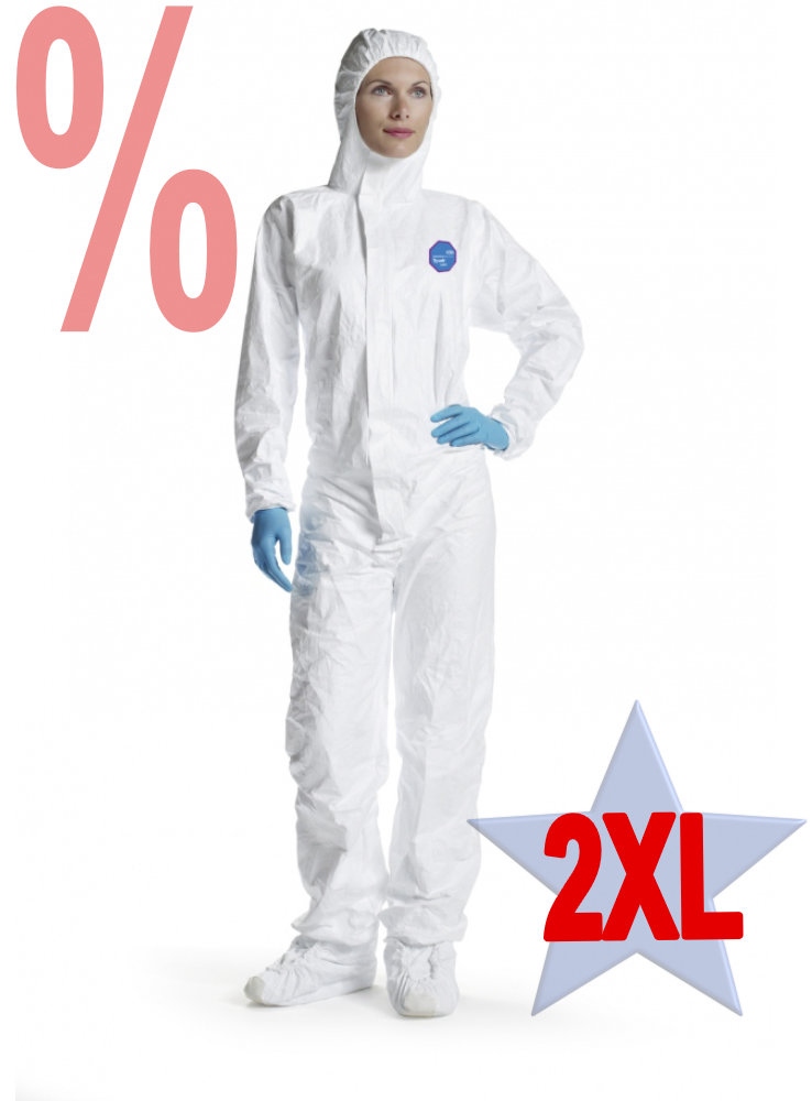 Quần áo bảo hộ Tyvek 500 Labo, màu trắng, Cấp độ 3 (Cat. 3), Kiểu 5B+6B (Type 5B+6B), size XXL