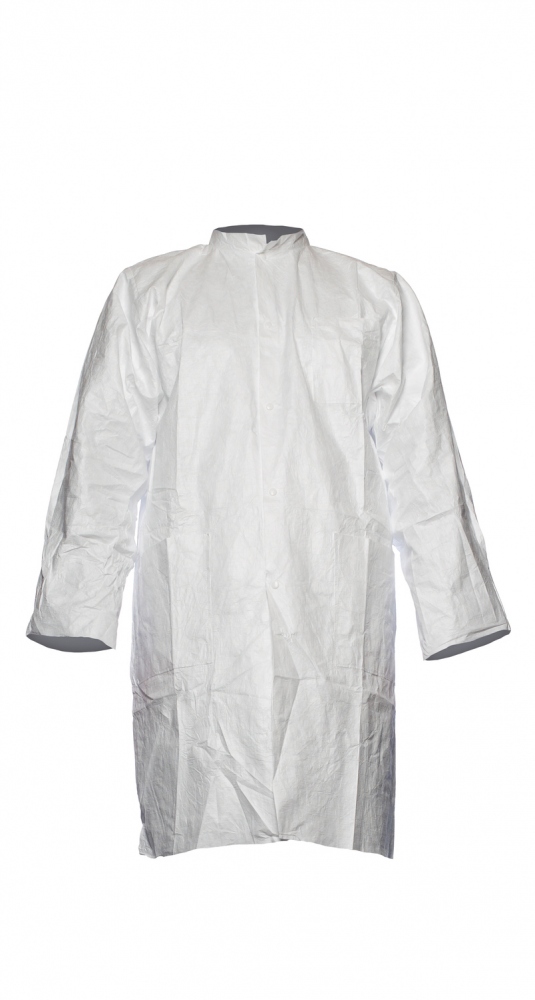 Áo choàng phòng thí nghiệm bảo hộ Tyvek 500 PL30 có nút bấm và túi, size M-XXL