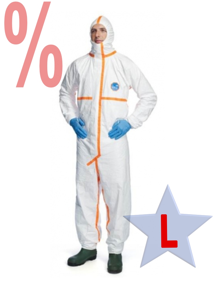Quần áo bảo hộ hóa chất Tyvek 800J màu trắng, cấp độ bảo vệ Cat.3 Loại 3/4/5/6-B, size L