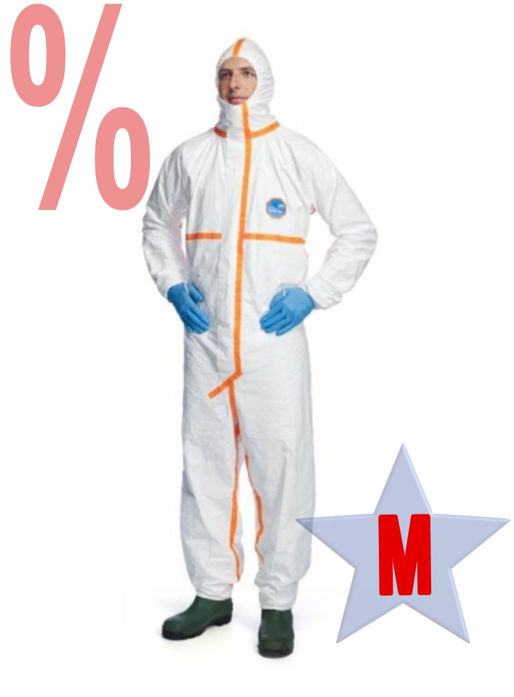 Quần áo bảo hộ hóa chất Tyvek 800J màu trắng, cấp độ bảo vệ Cat.3 Type 3/4/5/6-B, size M