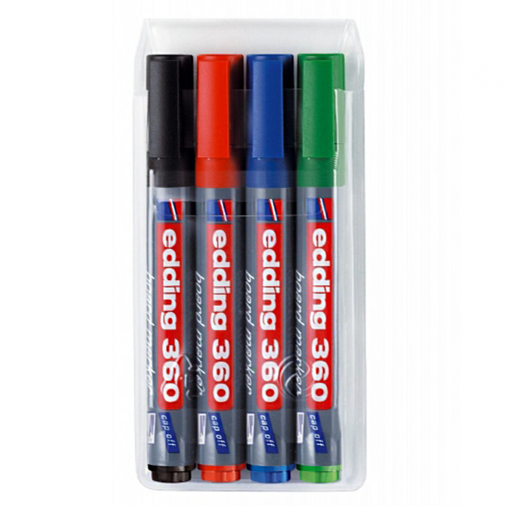 Bộ 4 bút viết bảng trắng bơm lại mực được Edding 360 ngòi 1.5 - 3mm
