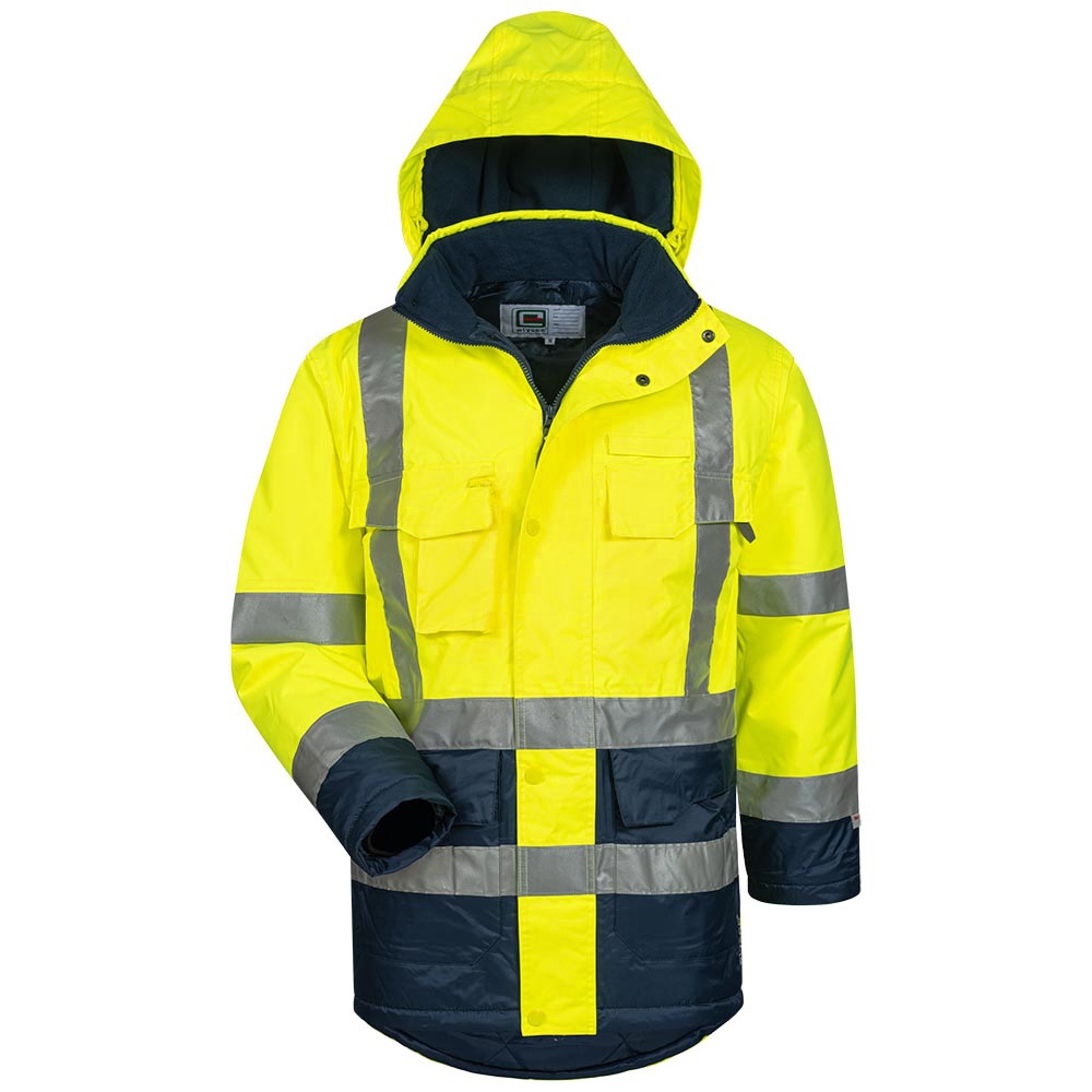 Áo khoác Parka mùa đông phản quang màu vàng/xanh đen XS-3XL, Elysee 2342